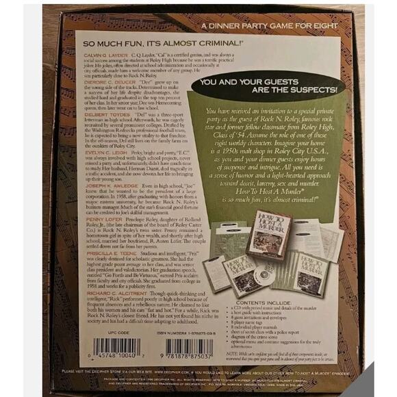 How To Host A Murder Game Number 7 The Class of '54, Complete - Picture 2 of 5